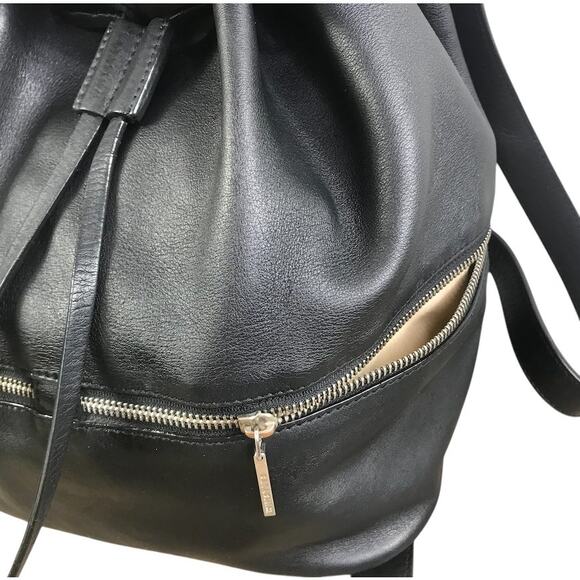 WHISTLES Cow Leather Backpack Black Drawstring Zip Academia Lifestyle Travel main image 9